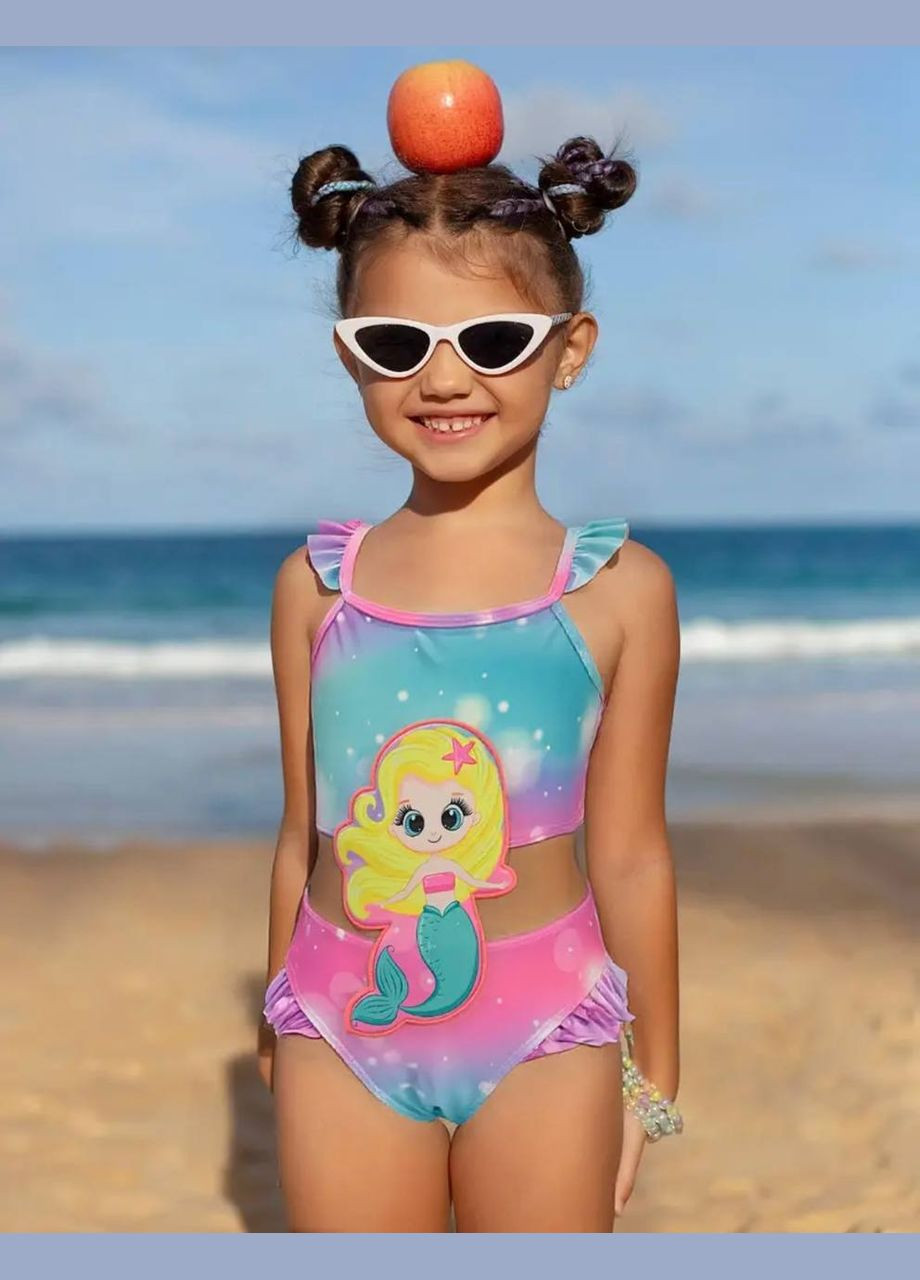 Розовый летний купальник для девочки слитный No Brand Купальник