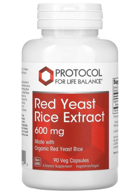 Red Yeast rice Extract 600 mg 90 Veg Caps Protocol for Life Balance (315885837)