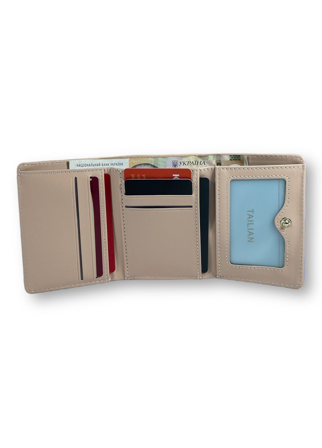 Жіночий гаманець екошкіра одне відділення для купюр та 7 відділень для карток розмір:10,5*9*3 см фіолетовий Tailian (268995019)