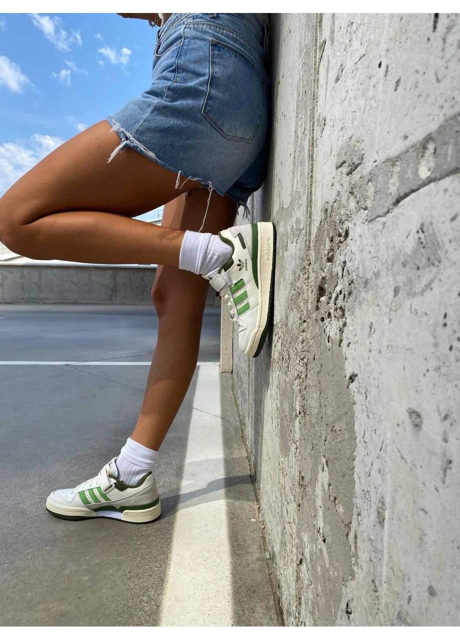 КРОССОВКИ ЖЕНСКИЕ ADIDAS NEW FORUM WHITE GREEN АДИДАС No Brand серые демисезоны (369389680)