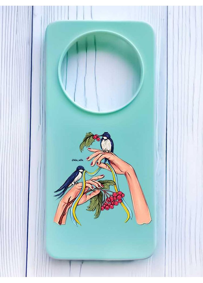 Матовий бірюзовий чохол на Xiaomi Redmi 14C/Poco C75 Ластівки (принт 15) Creative (355394841)