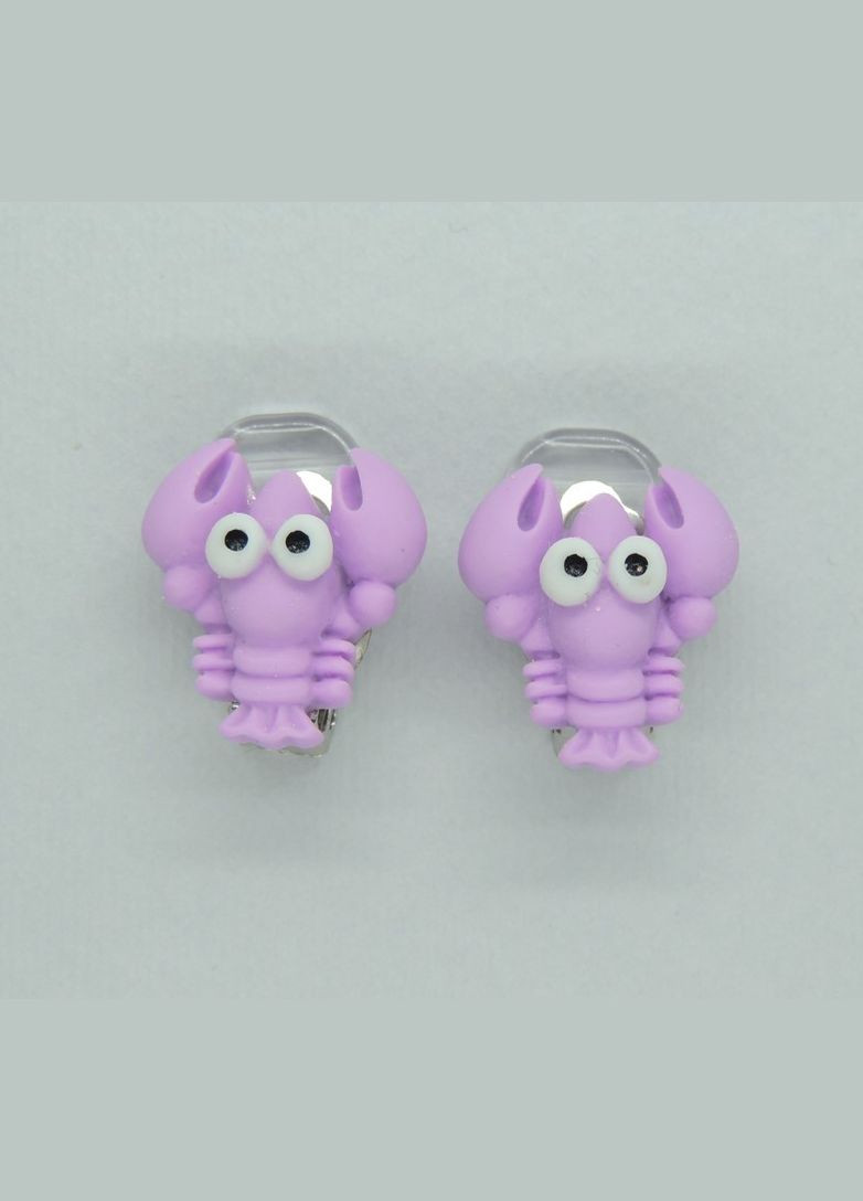 Сережки кліпси дитячі для вух без пробивання Яскраві Рачки Пурпушики Liresmina Jewelry (285111020)