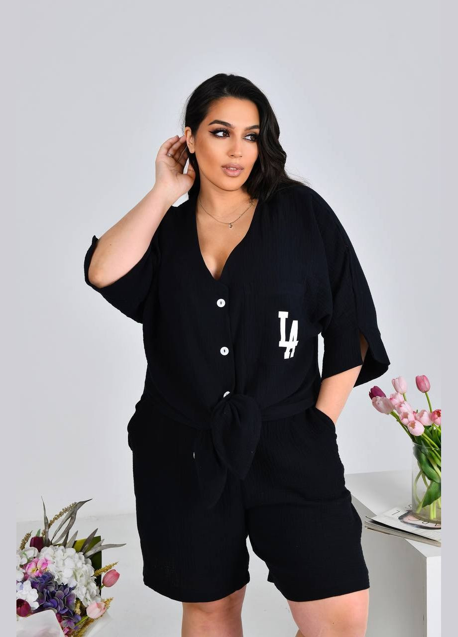 Женский костюм двойка с шортами цвет черный New Trend (304987981)