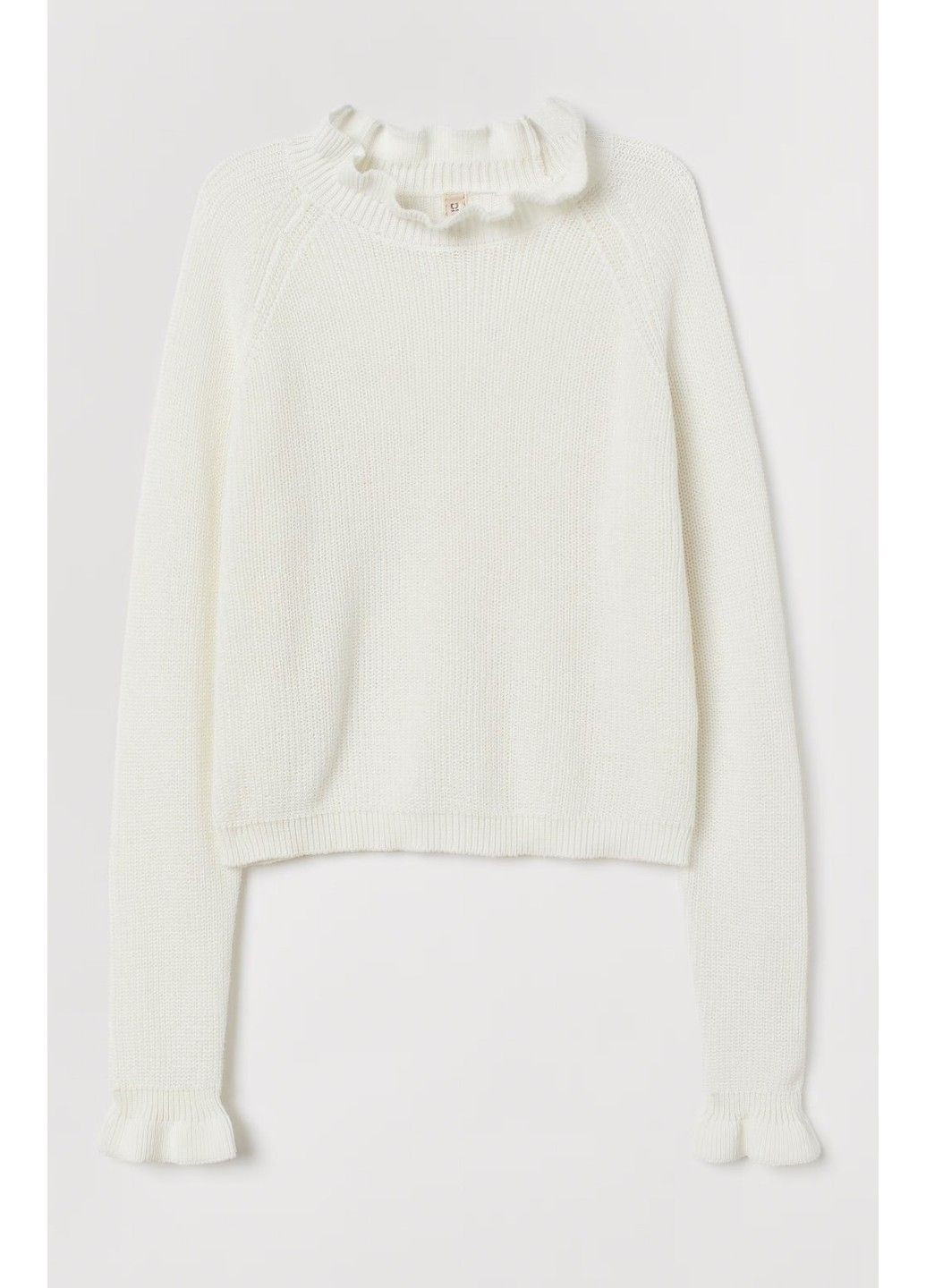 Белый демисезонный женский свитер с воланами н&м (57947) s белый H&M