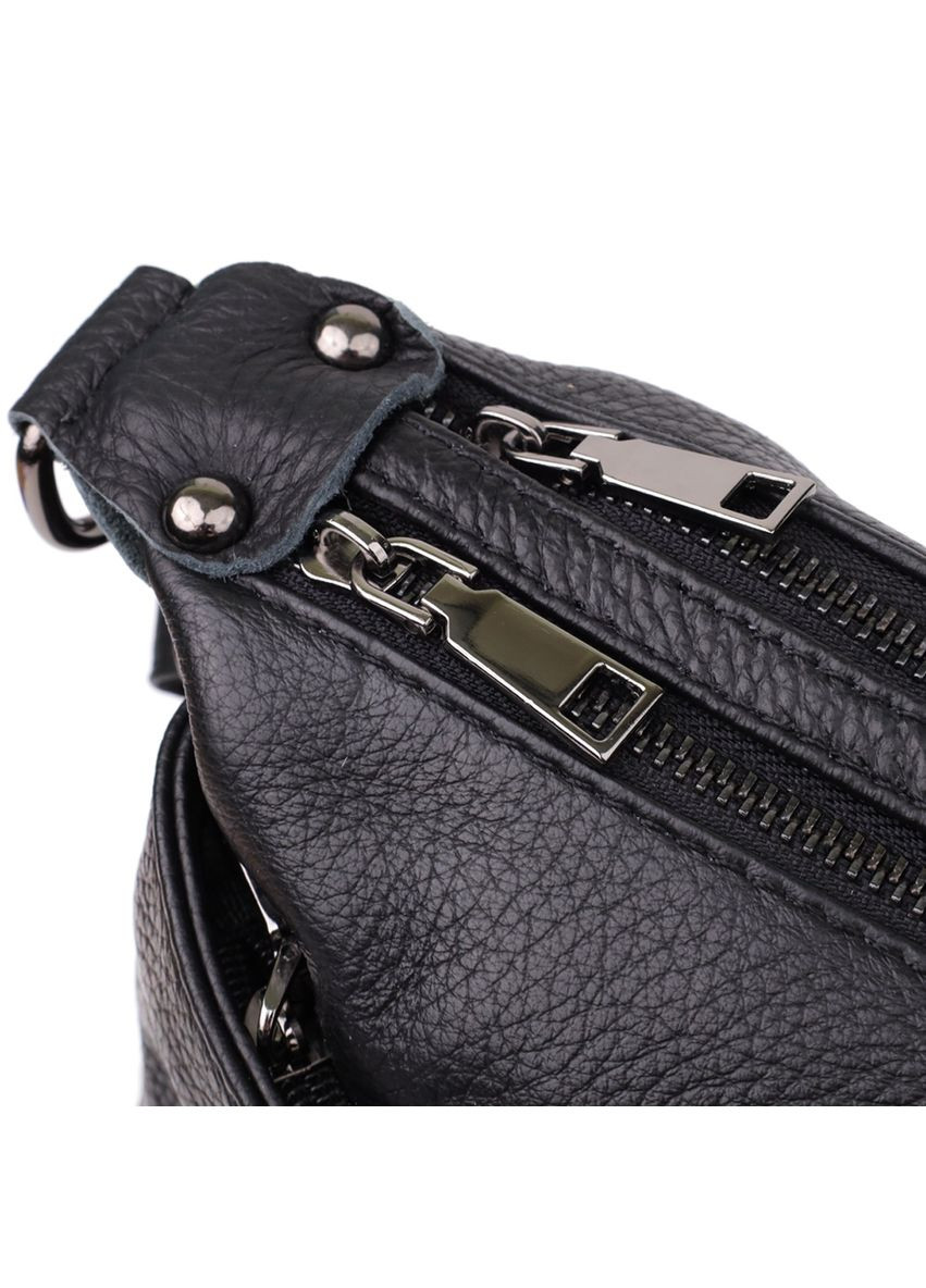 Сумка крос-боді на плече жіноча з натуральної шкіри середня Чорний 38344 Vintage (355245248)