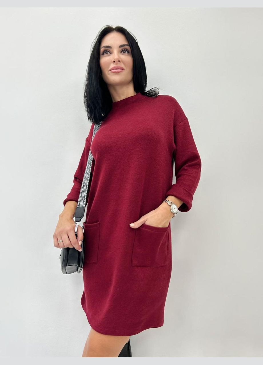 Бордова тепла сукня з двосторонньої ангори Fashion Girl