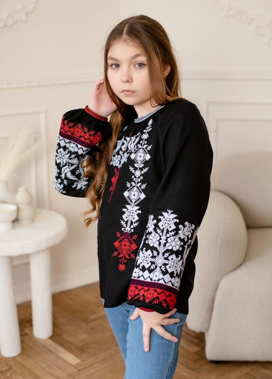 Чёрная рубашка Vyshyvanka узор украинская символика (331022702)