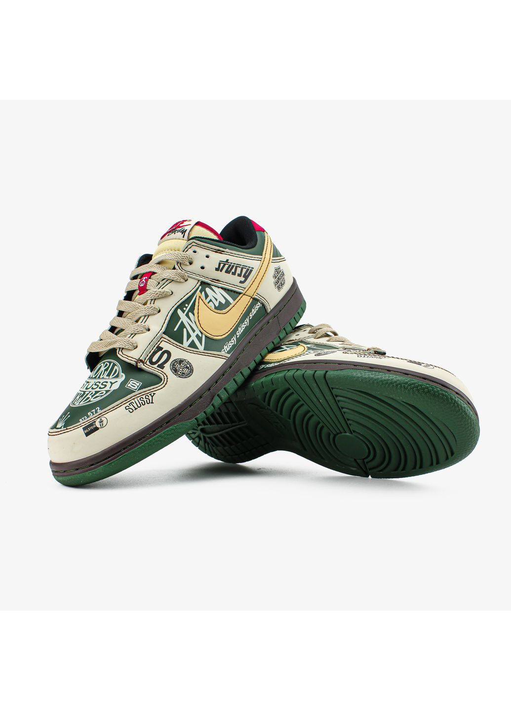 Кросівки жіночі і чоловічі Nike SB Dunk Low x Stussy BMW M3 beige green | Найк СБ Данк низькі бежеві демісезони (369722673)