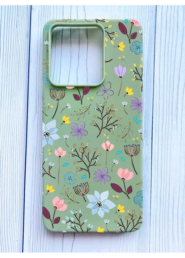 Матовий оливковий чохол на Xiaomi Redmi Note 13 Pro 5G Квітковий фон (принт 267) Creative (355409449)