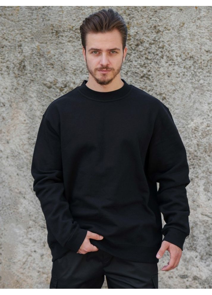 Чорний утеплений оверсайз світшот на флісі solo black Without (362441453)