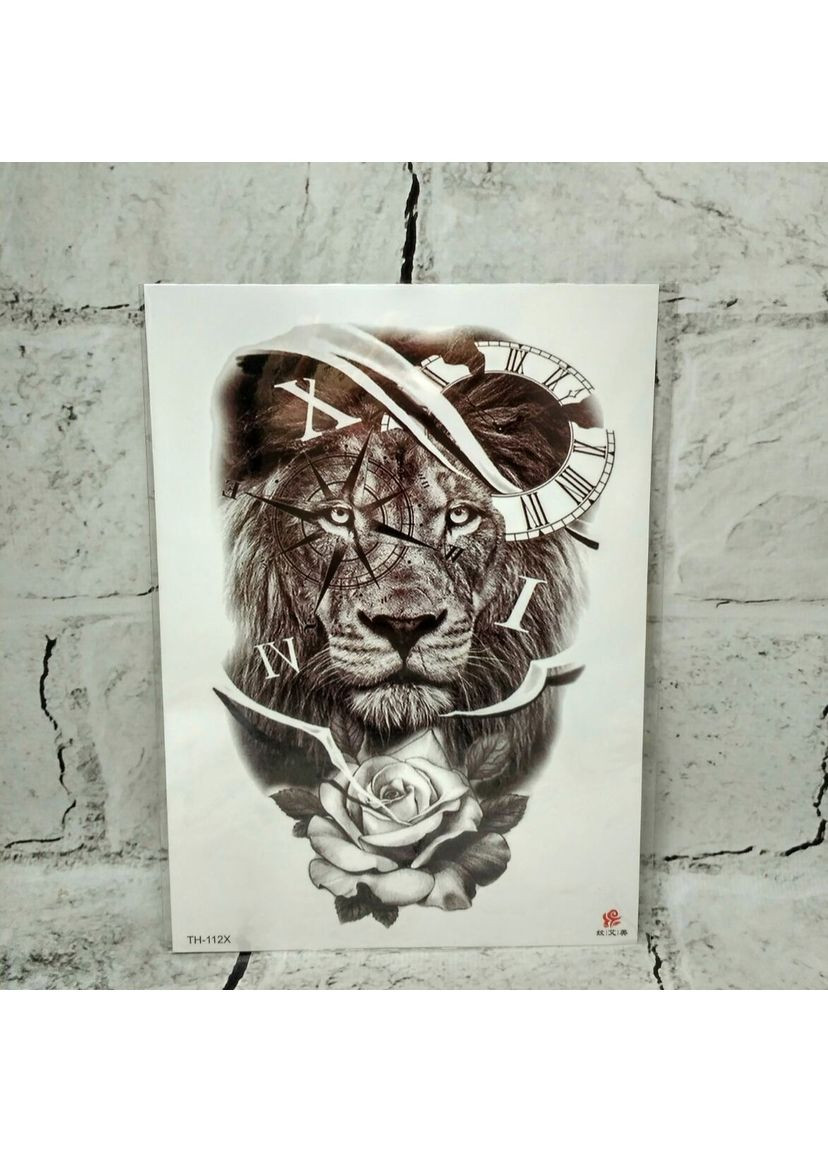 Флеш тату временная татуировка на тело лист 21х15 см Лев No Brand (349824063)