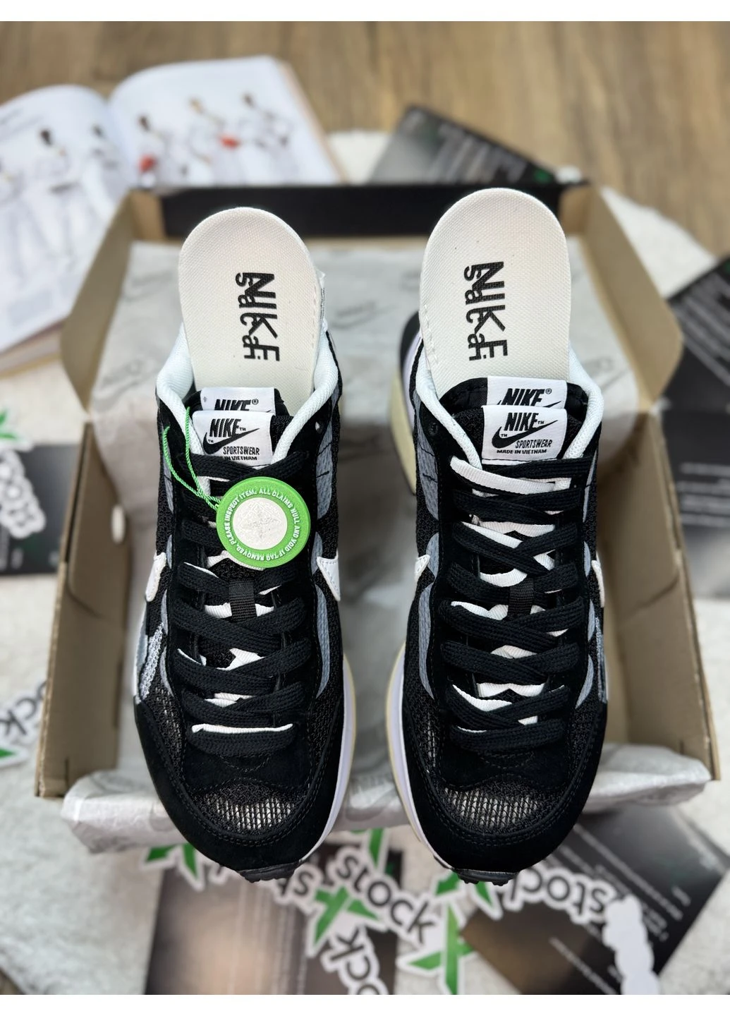 КРОССОВКИ ЖЕНСКИЕ NIKE X SACAI VAPORWAFFLE BLACK НАЙК ВАПОРВАФЛ ЧЕРНЫЕ No Brand чёрные демисезоны (391967903)