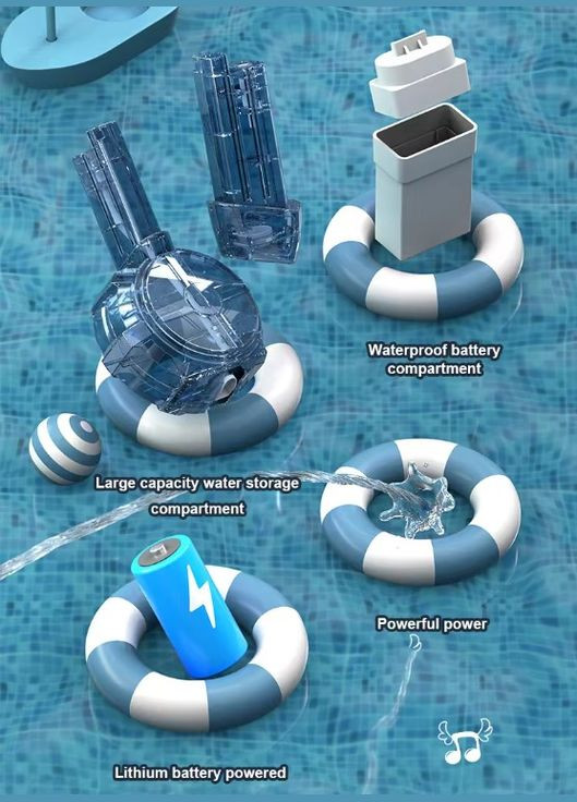 Водяний пістолет електричний акумуляторний Glock Water Battle Синій, з двома резервуарами Hola Toys (301038382)