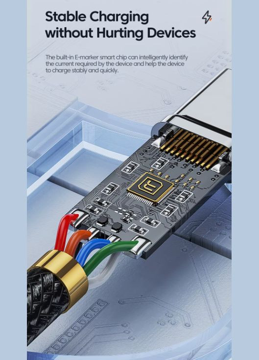 Кабель 100W Type-C to Type-C 2м для быстрой зарядки PD3.0, QC4.0 Black Toocki (322581596)