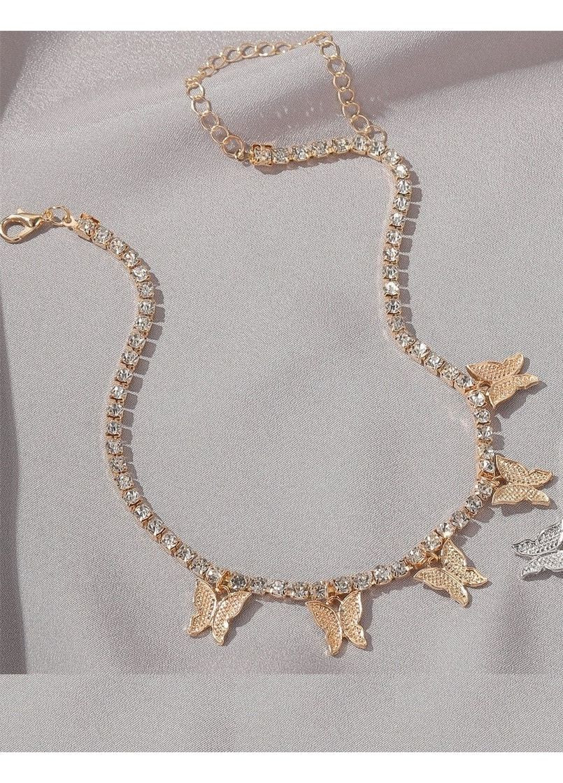 Золотистое ожерелье колье бабочки в стразах, 4588 No Brand (349731970)