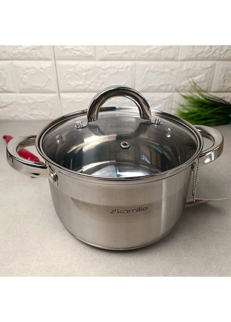 Кастрюля с крышкой из нержавеющей стали 2.9 л Excellent Kamille (350940934)