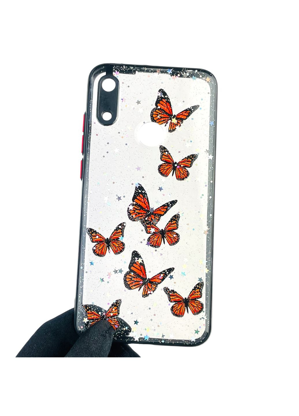 Чехол для Y6S (JAT-LX1) с блёстками с бабочками на хуавей у6с черный Huawei (366387072)