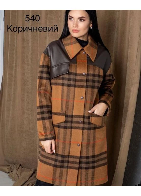 Коричневе Жіноче демісезонне пальто з кашеміру 50 коричневе (540) No Brand