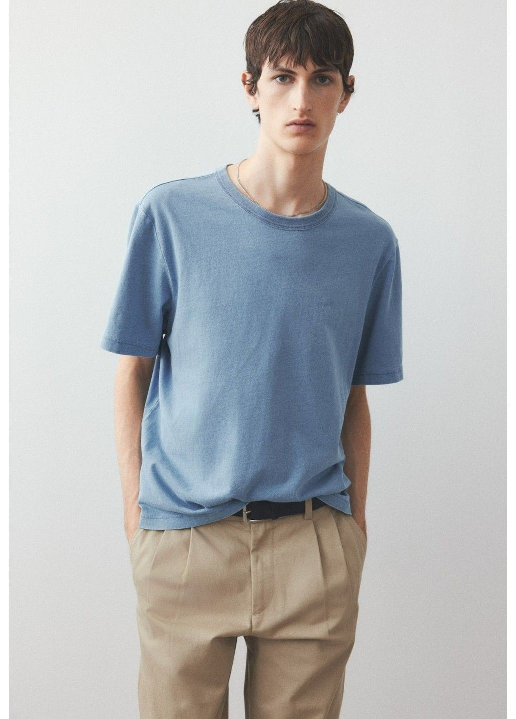 Синяя мужская футболка regular fit (58349) m синяя H&M