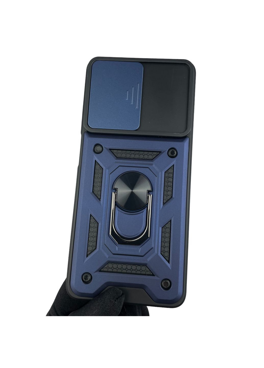 Чохол для Moto G24 Power (PB1E0003RS) броньований з кільцем зі шторкою на камеру на моторола г24 павер темно-синій rg1 Motorola (366020288)