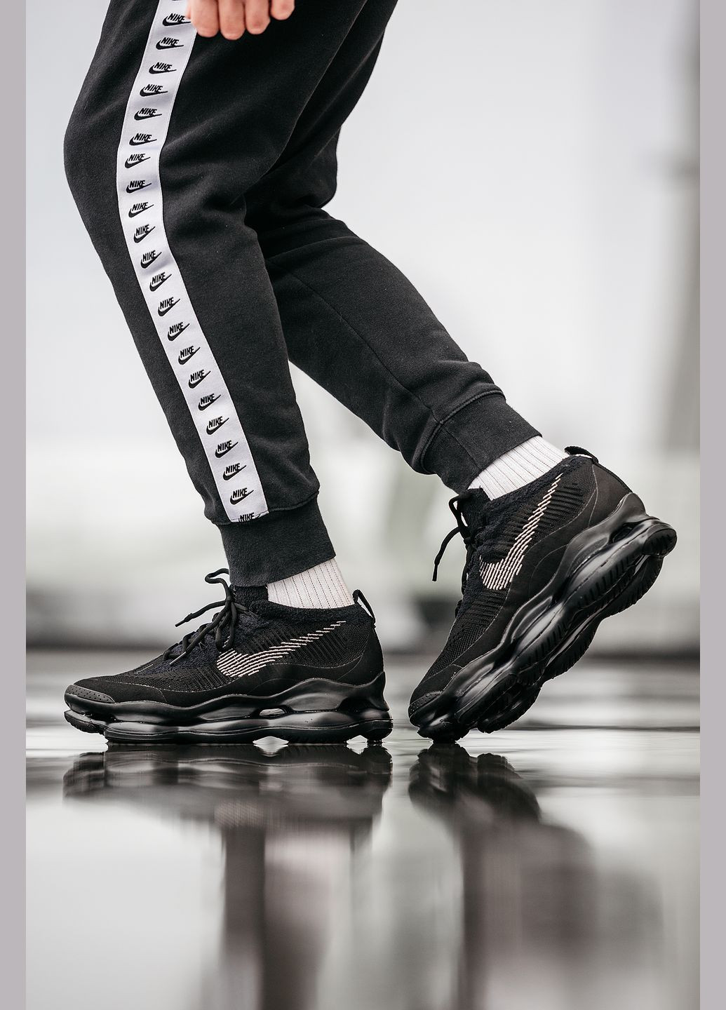 Черные демисезонные кроссовки мужские nike air max scorpion fk black | найк аир макс скорпион фк черный No Brand