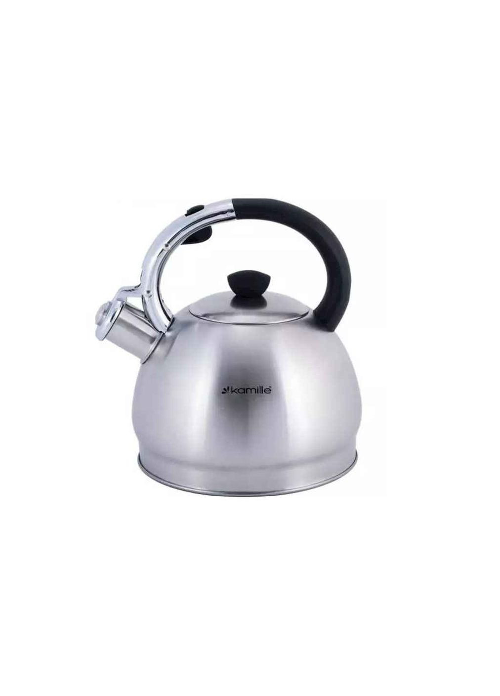 Чайник 2л нержавіюча сталь зі свистком i чорною бакелітовою ручкою Kamille (354341002)