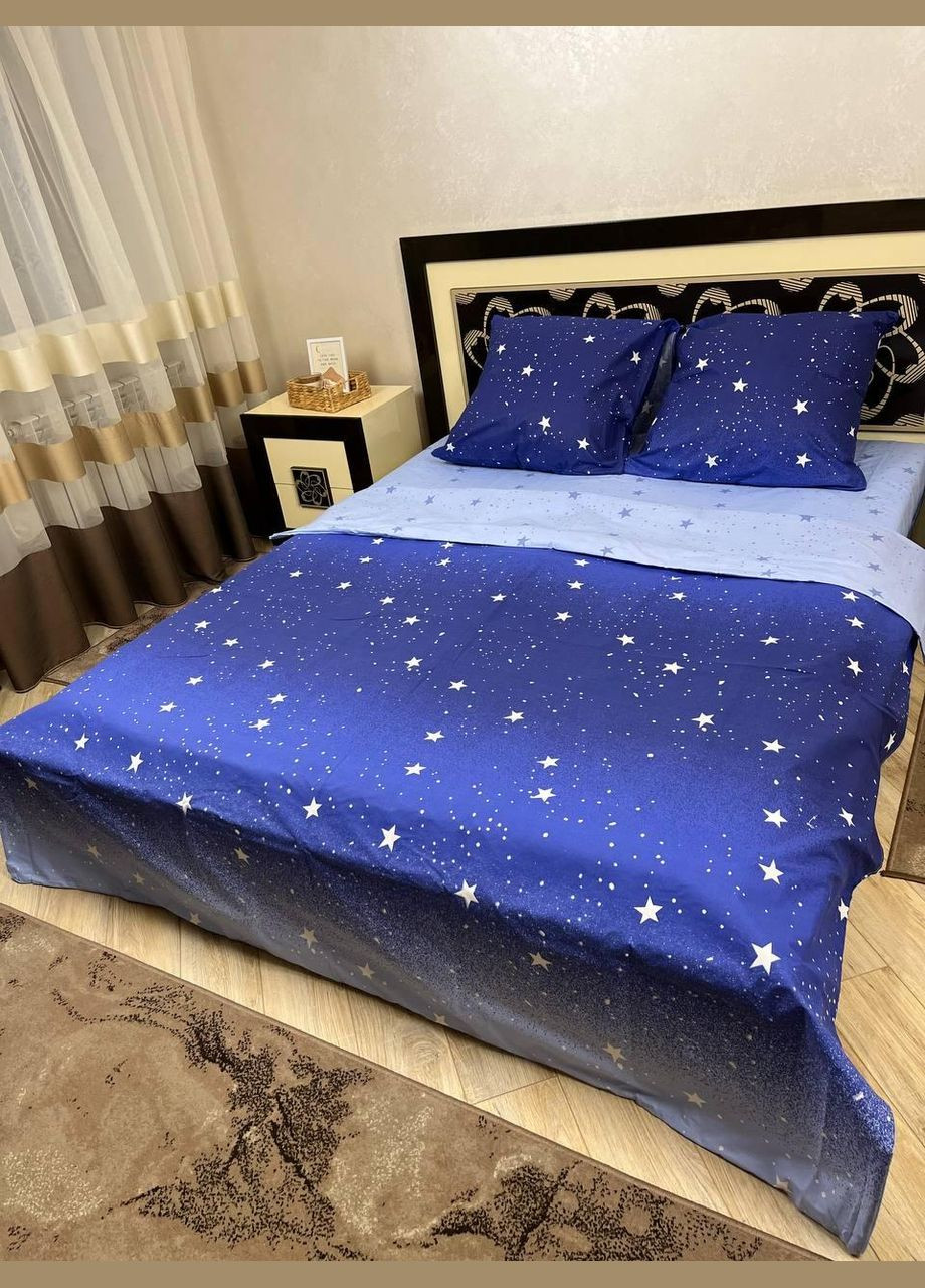 Постельное белье хлопковое Меркурий Евро 200 x 220 Бязь Синее 50 х 70 No Brand (304402346)