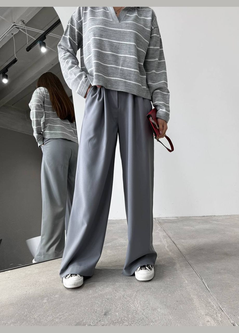 Женские брюки с декоративным шнурком цвет серый р.42 451520 New Trend (282926488)