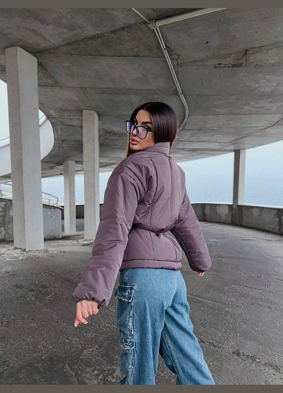 Коричнева демісезонна стильна асиметрична куртка Vakko