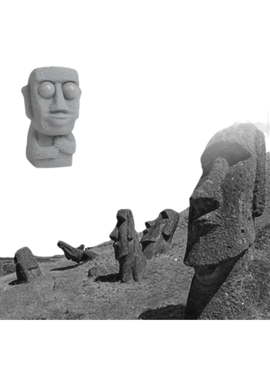 Сквіш антистрес фігурка Моаї Stone Man з очима, що видавлюються No Brand (349822399)