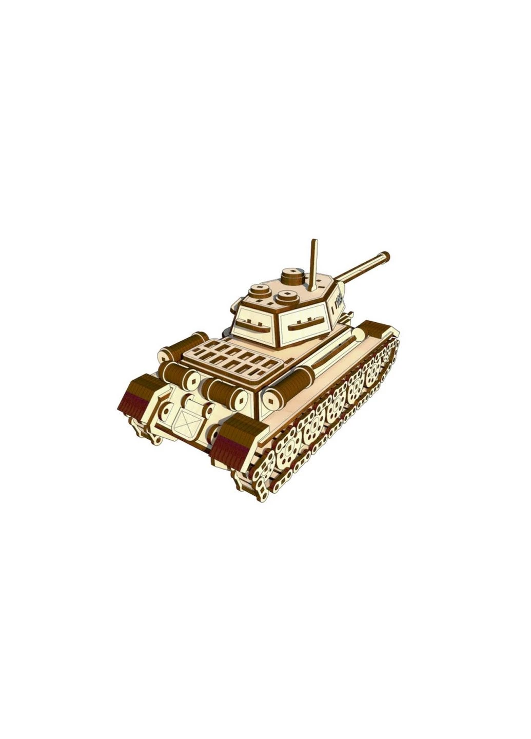 Деревянный конструктор "Танк Т-34", 391 деталь 5х25х15 см Pazly (289365838)