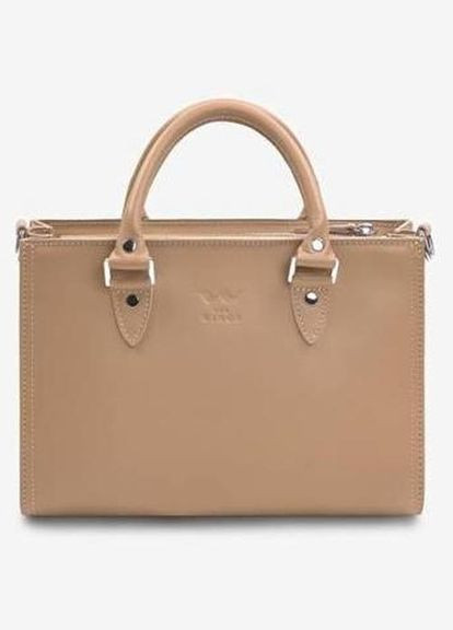 Сумка тоут через плече жіноча шкіряна середня Бежевий 36028 The Wings (338182703)