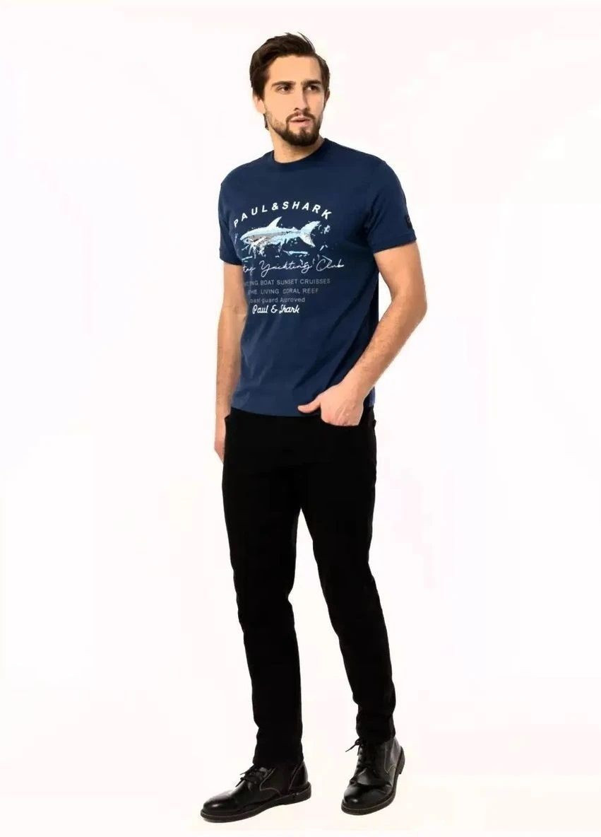 Темно-синя футболка чоловіча з коротким рукавом Paul & Shark Vintage Yachting Club