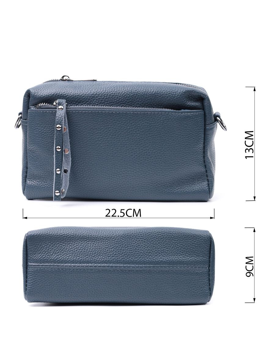 Женская кожаная сумка из стильным бегунком 22652 Синяя Vintage (331910525)
