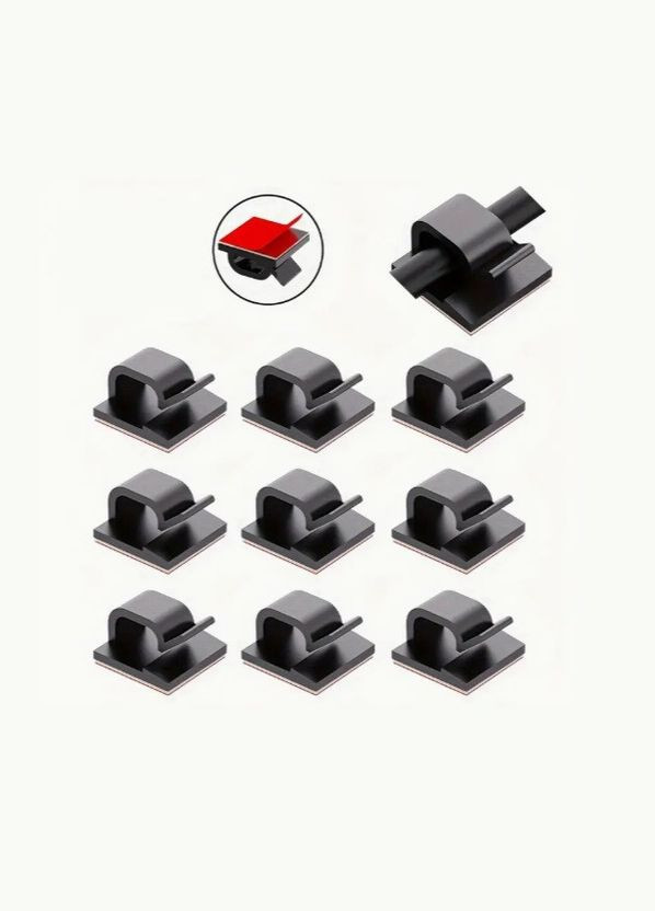 Самоклеющийся Органайзер Держатель Фиксатор для кабелей проводов гирлянд Черный, 10шт Unbranded (341288495)