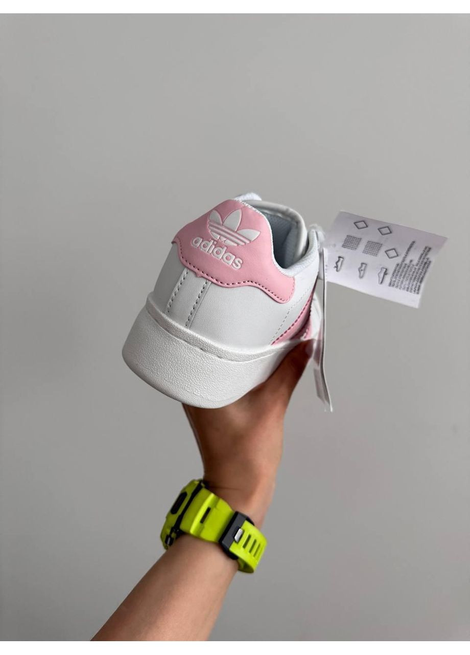 Розовые демисезонные кроссовки мужские adidas superstar platform white pink адидас суперстар No Brand