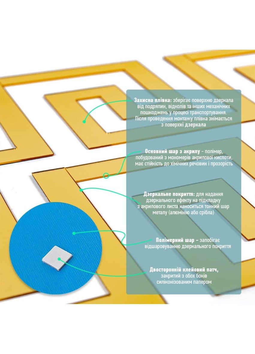 Дзеркальний декор акриловий самоклеючий золото,10шт (D) 3DPanda2507 Sticker Wall (365776848)