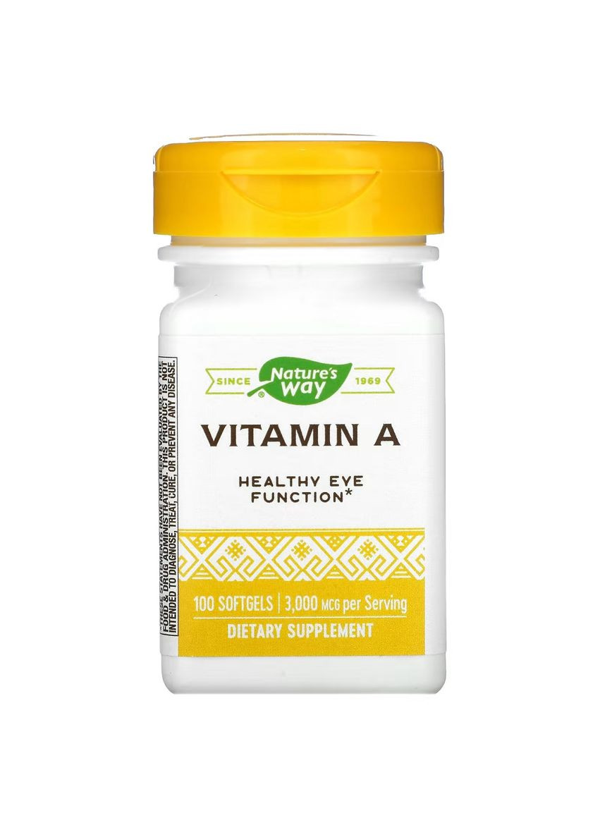 Вітамін А, 3000 мкг, Vitamin A,, 100 желатинових капсул Nature's Way (325401233)
