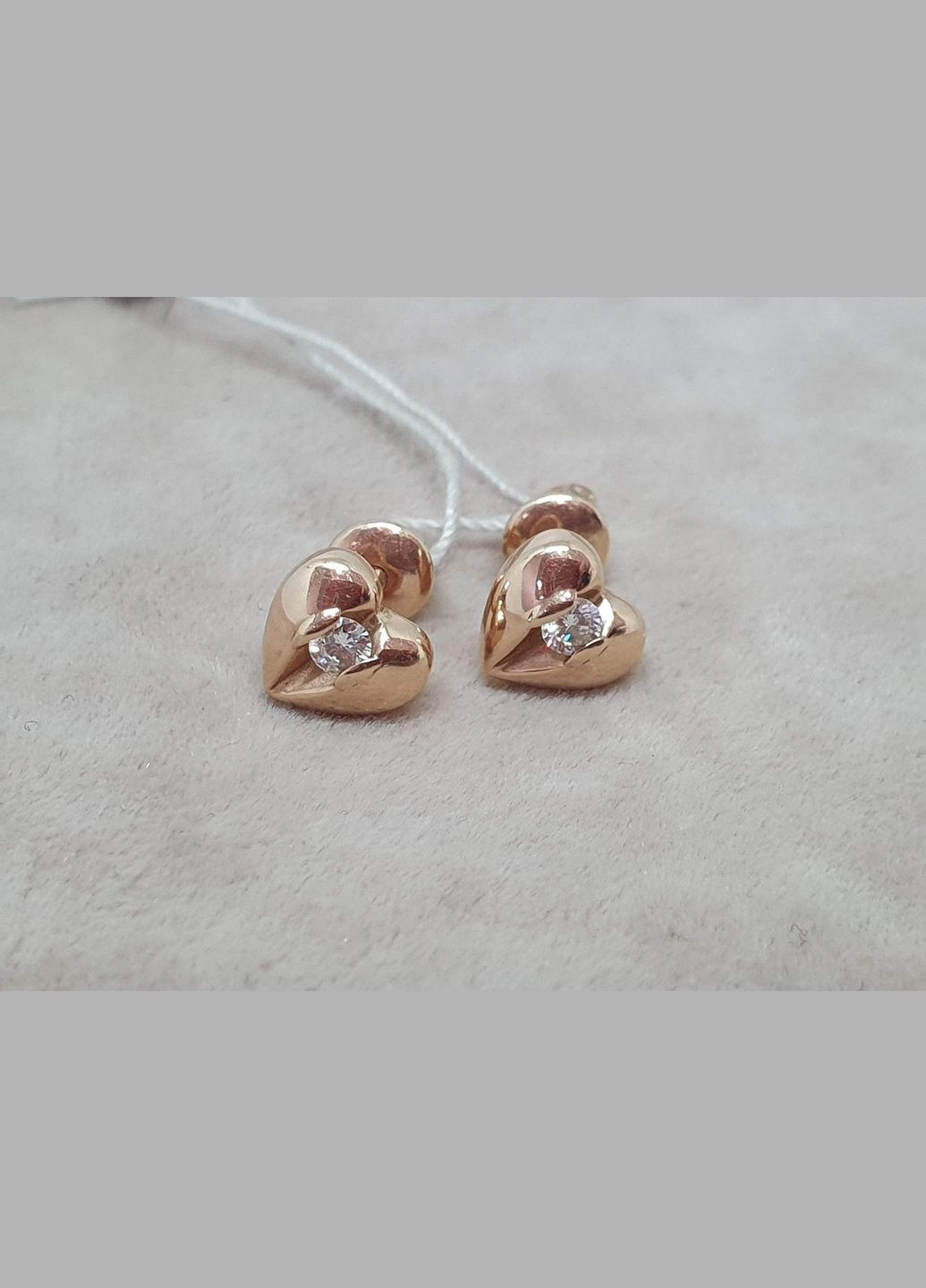 Золоті сережки-пуссети Сердечки з діамантами. 5031135 No Brand (337171889)