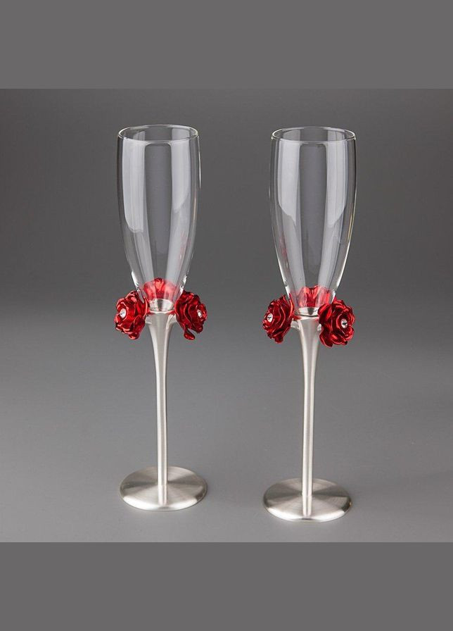Свадебные подарочные бокалы на металлическй ножке цветок 2 шт 28 см 1026G Veronese (346531325)