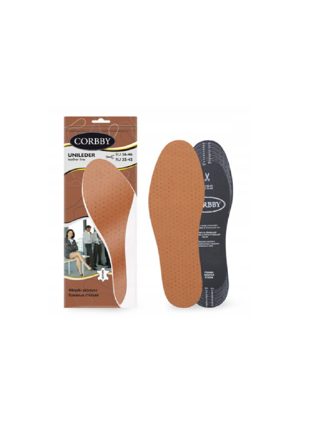 Стельки кожаные перфорированные на латексе с активированным углем Corbby UNILEDER (312987462)