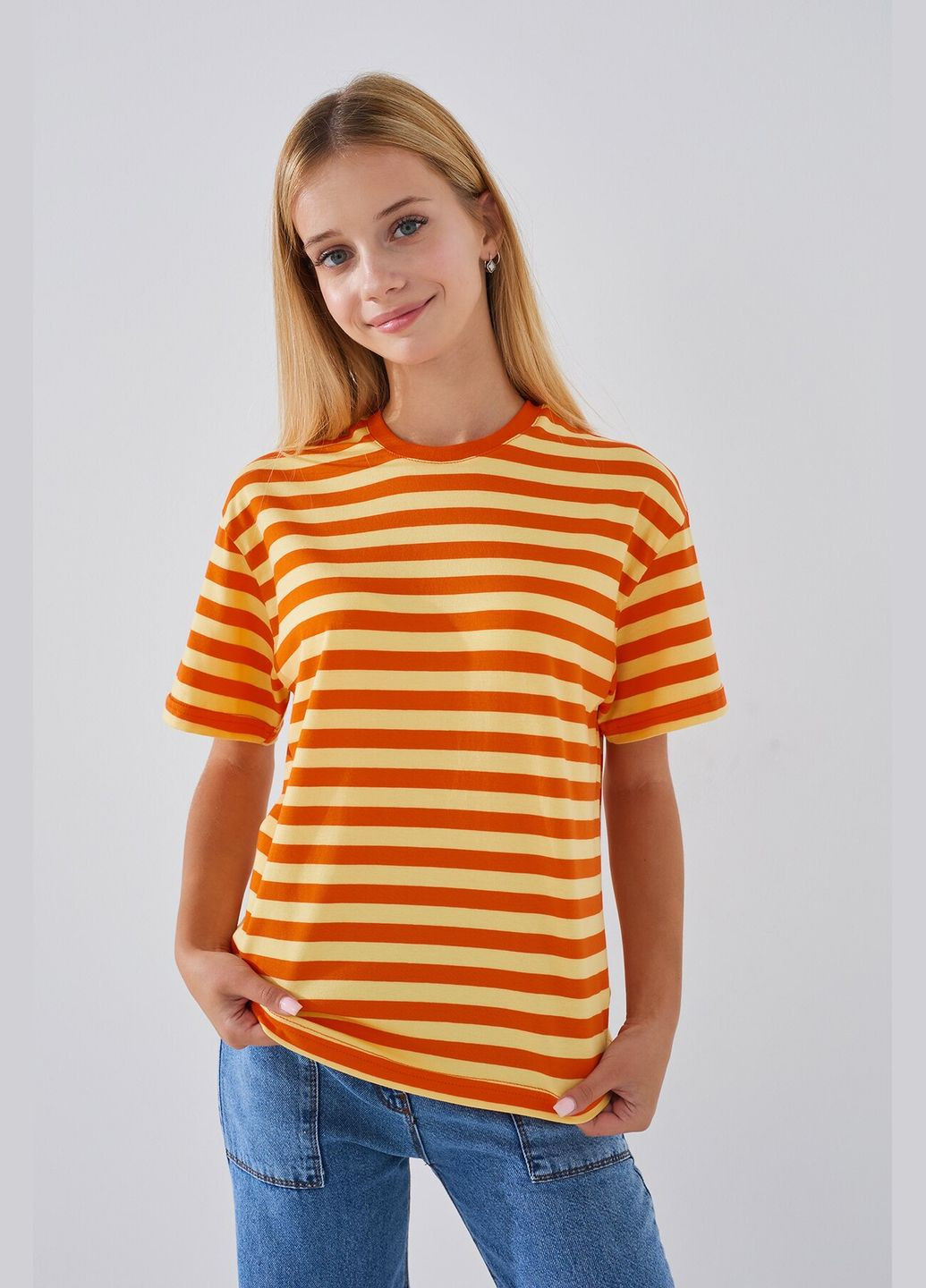 Оранжевая футболка с узором для девочки gbc02403 122 см оранжевый shop (2000990722171) LAWA