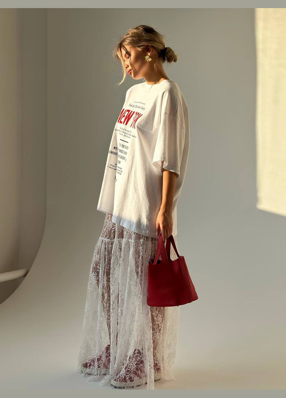 Белая повседневная цветочной расцветки женская юбка FINO Mode