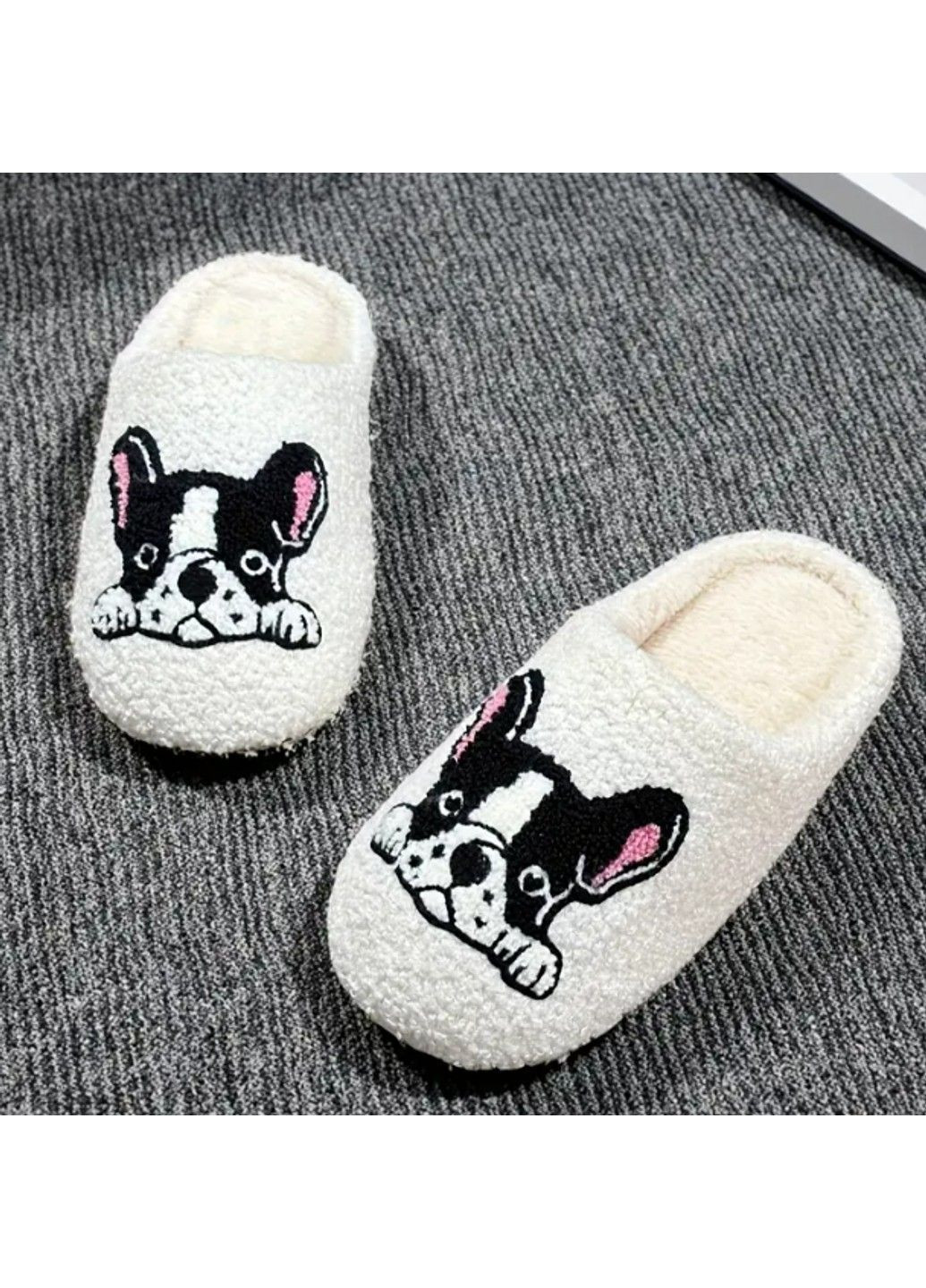 Домашні теплі капці собака бульдог з м'якою підошвою 24 см No Brand (364956551)