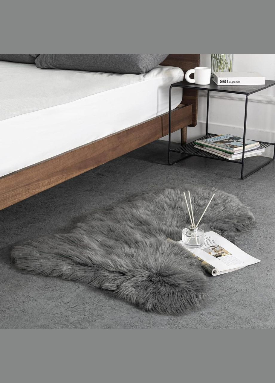 Ковер с длинным ворсом плюшевый 60х90 Графит (П4К-am-kovr-mishka-003) No Brand (323160676)