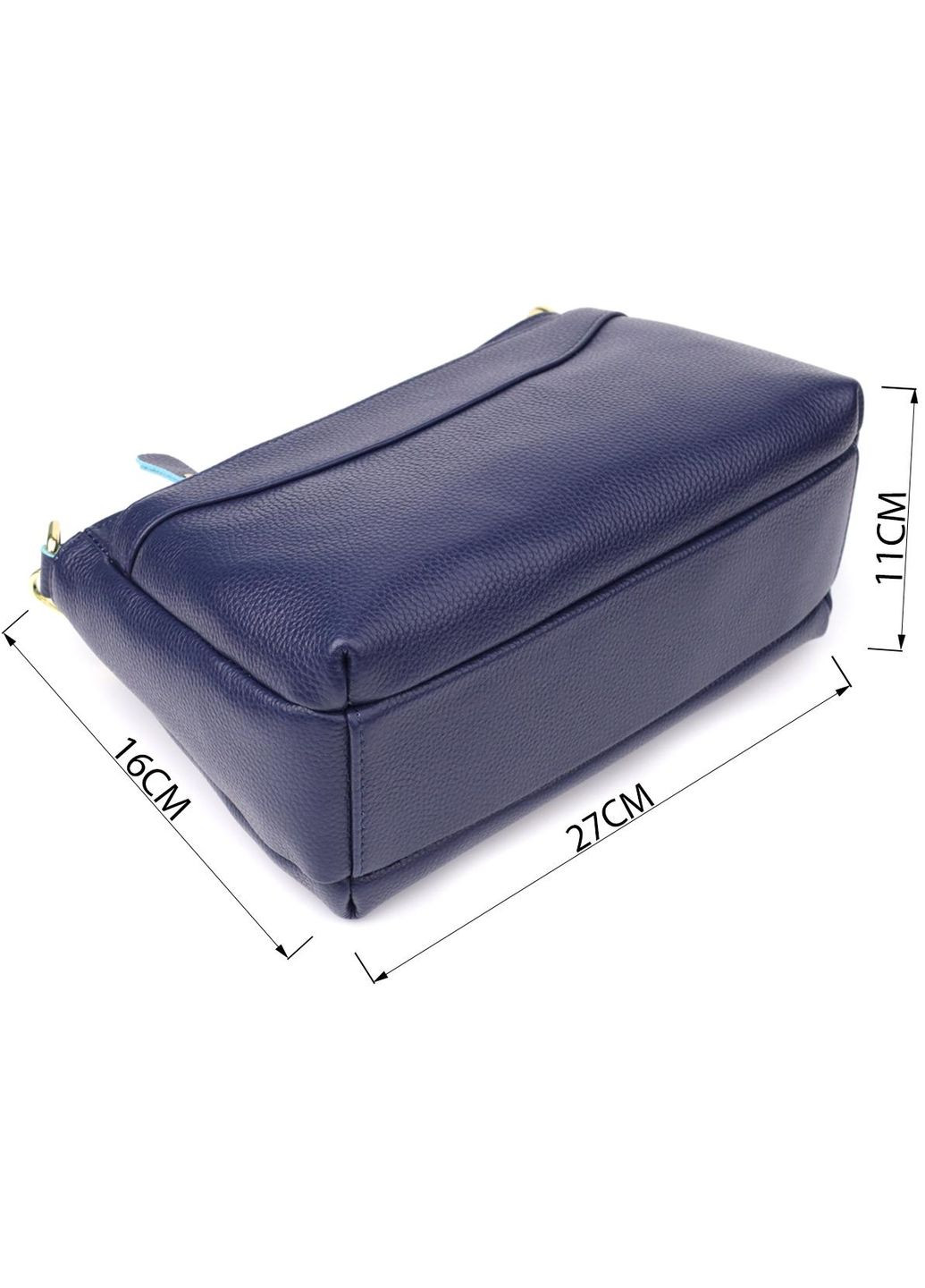 Сумка крос-боді через плече жіноча з натуральної шкіри середня Синій 38279 Vintage (355245163)