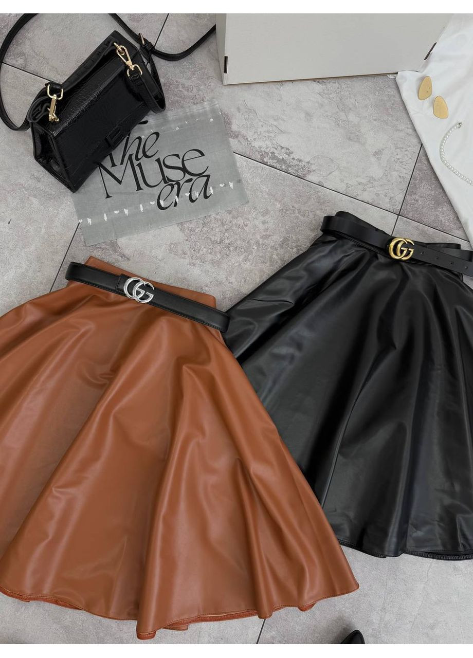 Черная женская юбка из эко-кожи. Україна