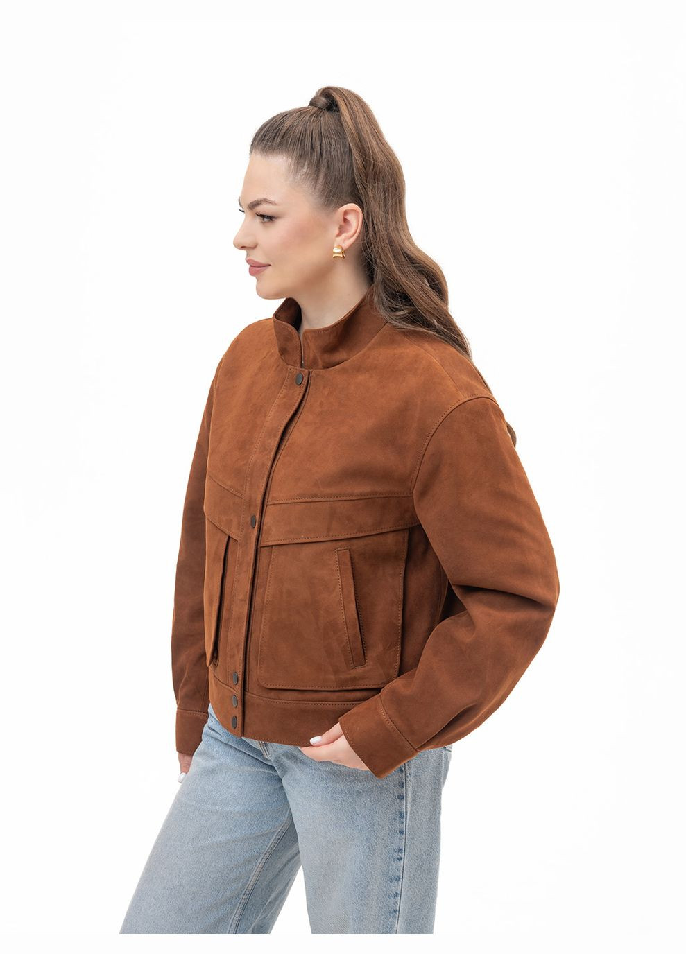 Светло-коричневая демисезонная женская кожаная куртка весна Fabio Monti