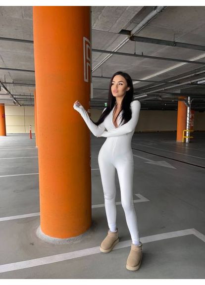 Теплый комбинезон на флисе, р. (ст. 398SH) No Brand белый полиэстер, эластан