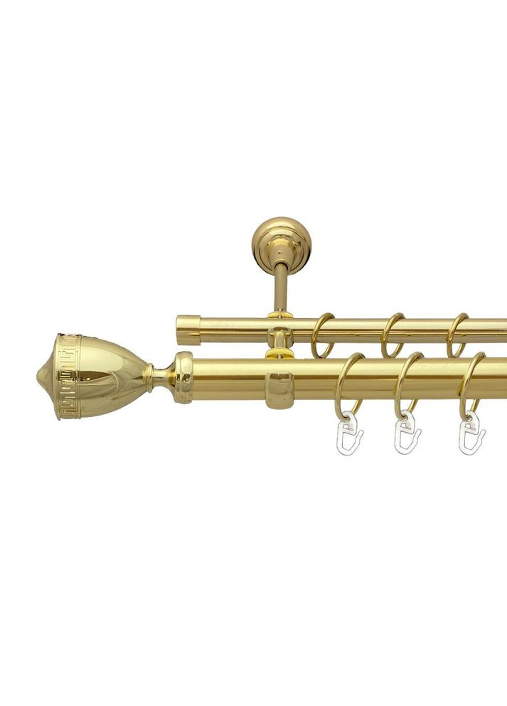 Карниз Афина металлический двухрядный открытый гладкая труба Золото 25\19 мм 240 см (00-00012784) ORVIT (300281317)